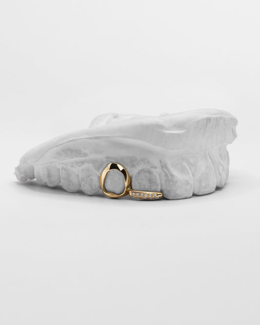 Grillz contour or jaune 18k & barre serti de diamants VVS